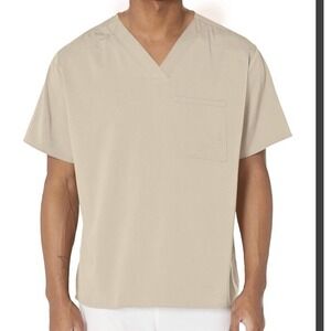 New W/Tags Wonderwink Pro Mens‎ Tan/Beige Scrub Top Size 5XL Soft Modern Fit